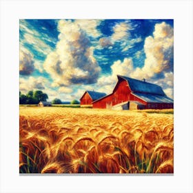 Barn In The Wheat Field Canvas Print
