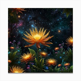 Flower In The Night Sky Canvas Print