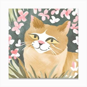 Cat In Bloom 1 Canvas Print