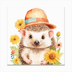 Floral Baby Hedgehog Nursery Illustration (12) Canvas Print