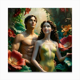 Mesmerizing And Vivid Cinematic Photograph Of Adam And Eve Canvas Print