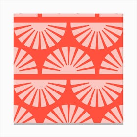 Geometric Pattern Vibrant Sunrise Square Canvas Print