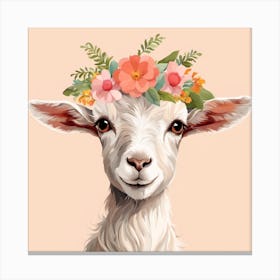 Floral Baby Goat Nursery Illustration (26) Canvas Print