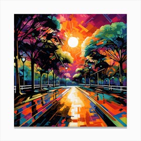 Sunset On The Road Canvas Print