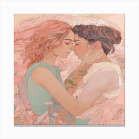Two Girls Kissing Canvas Print