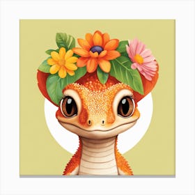 Floral Baby Lizard Nursery Illustration (2) Canvas Print