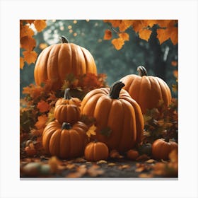 Autumn Leaves And Pumpkins 1 Canvas Print