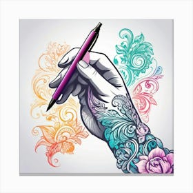 Default A Stunning Vector Design Of A Hand Holding A Pen And D 3 Canvas Print