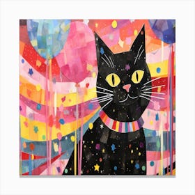 Black Cat With Balloons Canvas Print