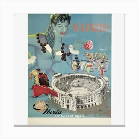 Vintage Travel Poster Madrid Spain Canvas Print