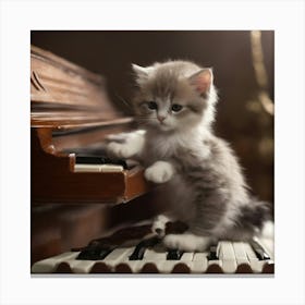 Kitten Playing Piano Canvas Print
