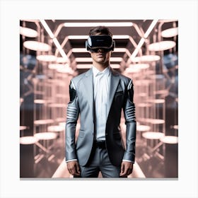 Futuristic Man In Vr Glasses Canvas Print