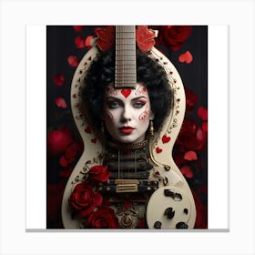 Heartstrings Monarchy Queen Of Hearts Guitar Elegance (13) Canvas Print
