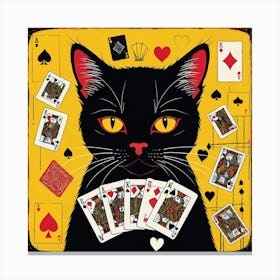 Black Cat Playing Cards 6 Canvas Print