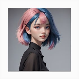 Blue And Pink Hair Canvas Print