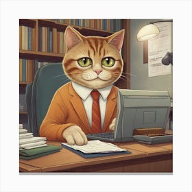 Office Cat In A Suit Canvas Print