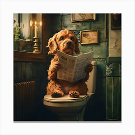 Dog Reading Newspaper Canvas Print