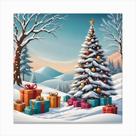 Christmas Tree With Presents 4 Canvas Print