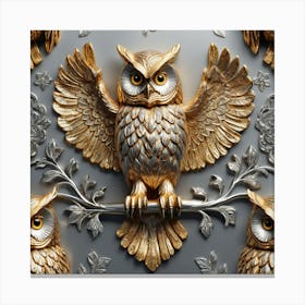 Golden Owls Canvas Print