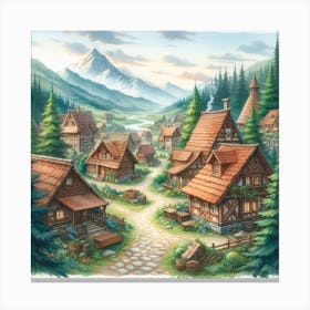 Picturesque Cottage Village 3 Canvas Print