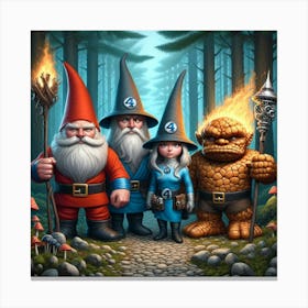 Gnomes In The Forest Canvas Print