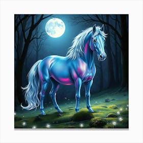 Blue Horse In The Forest 11 Canvas Print