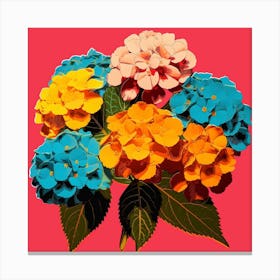 Andy Warhol Style Pop Art Flowers Lantana 1 Square Canvas Print
