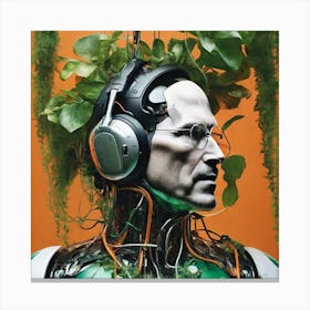 Robot With Headphones 3 Canvas Print