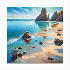 Rock Formations in a Placid Blue Ocean Canvas Print
