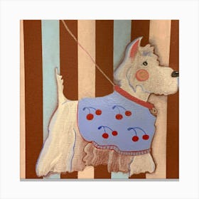 White terrier With Cherries Canvas Print