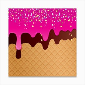 Ice Cream Waffle Vector 8 Canvas Print