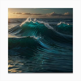 Ocean Waves At Sunset Canvas Print