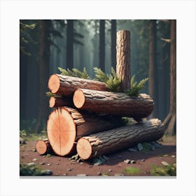 Logs In The Forest Canvas Print