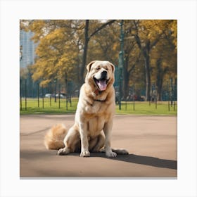 Dog In Park 1 Canvas Print