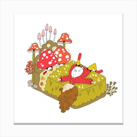 Mushroom Bed Square Canvas Print