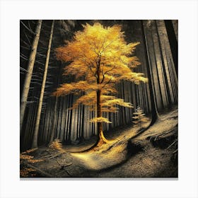 Golden Tree In The Forest 6 Canvas Print