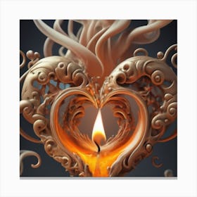 A Golden Heart Made Of Candle Smoke 5 Canvas Print