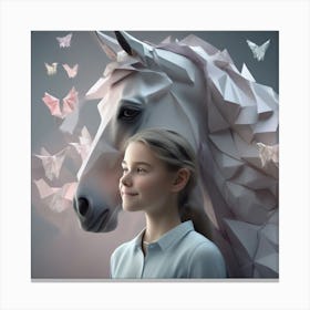 Girl And A Horse 11 Canvas Print