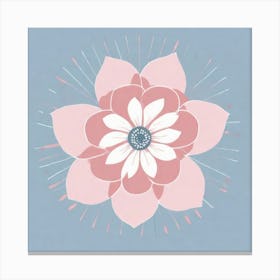 A White And Pink Flower In Minimalist Style Square Composition 583 Canvas Print