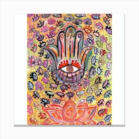 Hamsa and Lotus Canvas Print