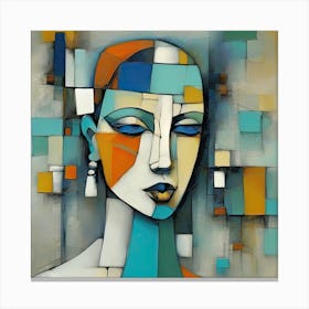 Cubism Face Abstract Art Colourful Portrait Digital Modern Art Geometric Abstraction Woman Canvas Print