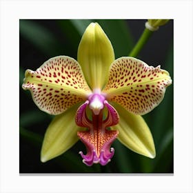 A Close Up Of A Single Exotic Orchid With Intricate Patterns 2 Canvas Print