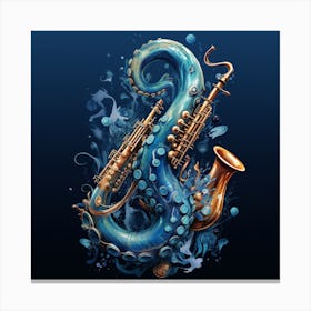 Octopus Saxophone Canvas Print