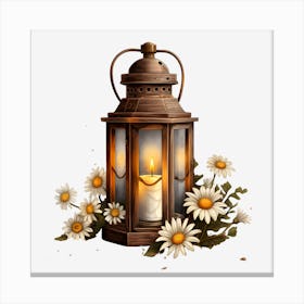 Lantern With Daisies Canvas Print