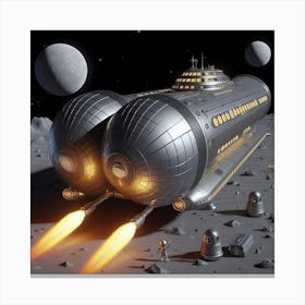 Spaceship On The Moon Canvas Print