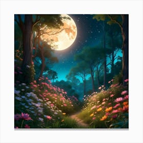 Full Moon In The Forest Canvas Print