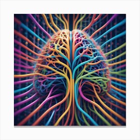 Brain With Colorful Wires 5 Canvas Print