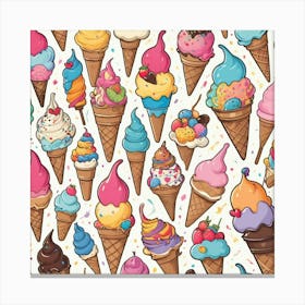 Seamless Pattern With Ice Cream Canvas Print