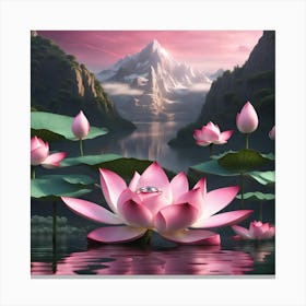 Lotus Flower mountain Canvas Print