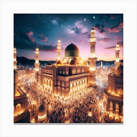 Islamic Mosque At Night 9 Canvas Print